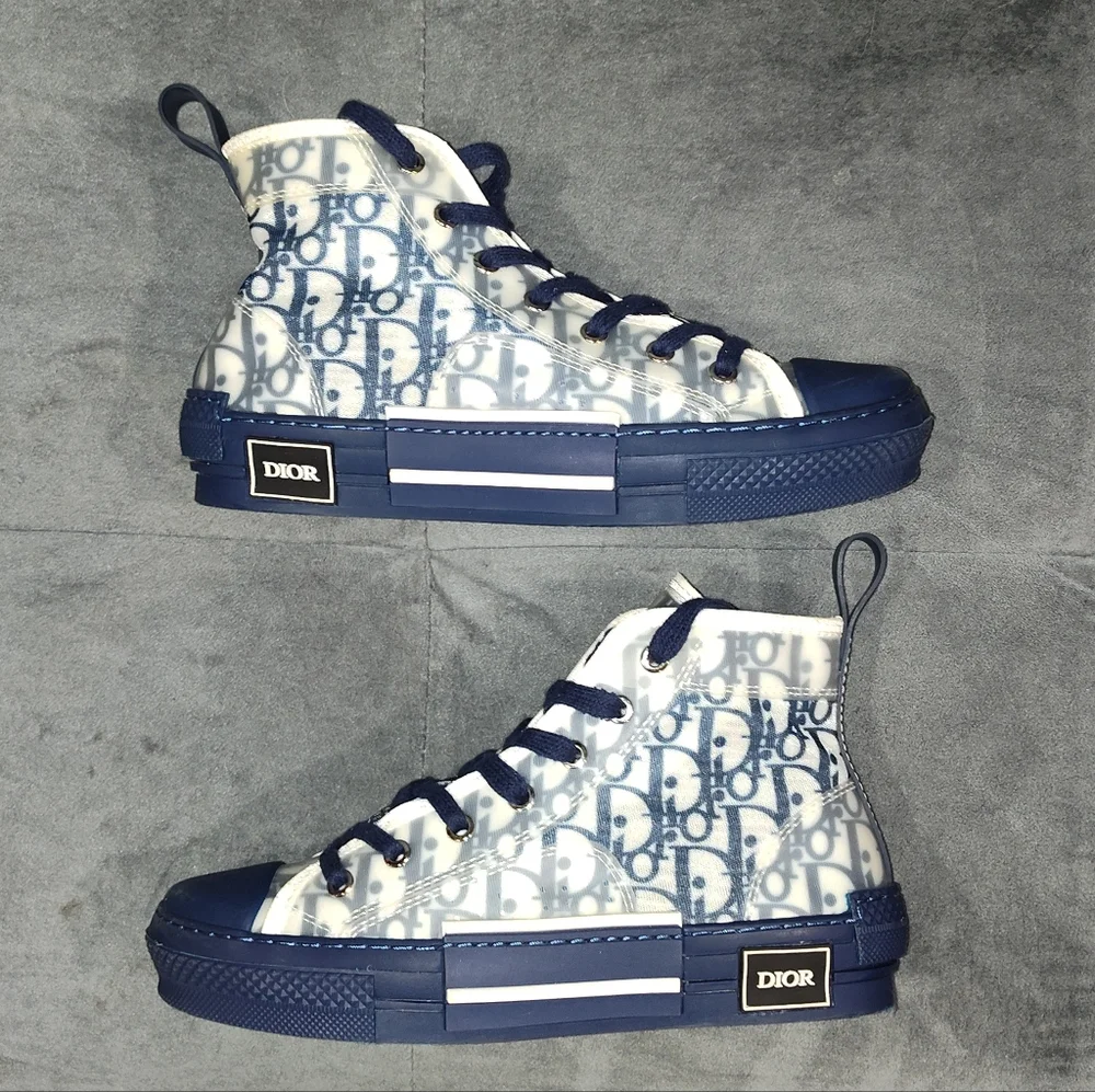 DIOR B23 LEAGUE HIGH-TOP SNEAKERSWHITE AND BLUE DIOR OBLIQUE CANVAS SIZE 39/ 8½ - Picture 3 of 9